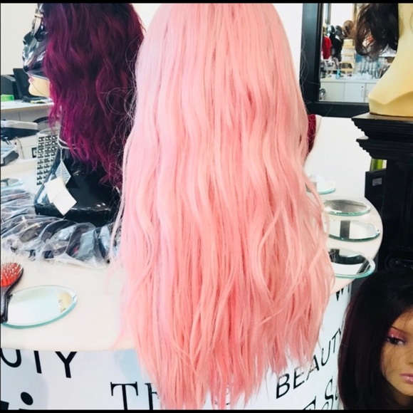 Pink wig pastel pink long wavy 2020 hairstyle wig - Picture 7 of 8